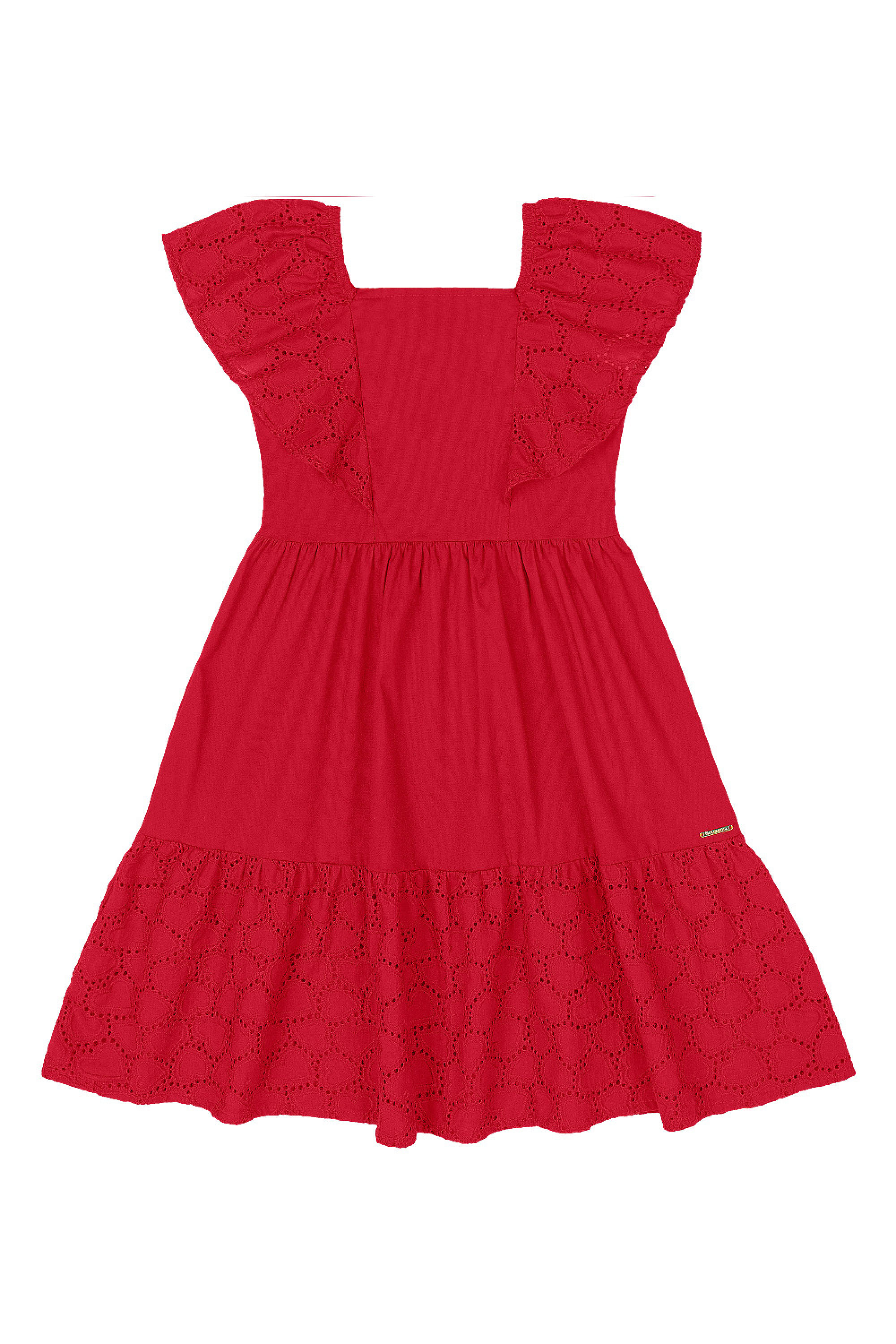 Vestido Infantil em Laise com Babado (Vermelho) Quimby - Imagem 17